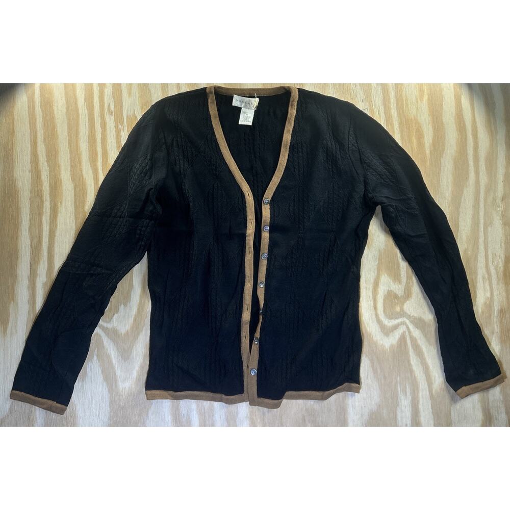 Doncaster Tan & Black Women’s Cardigan Sweater Size Medium